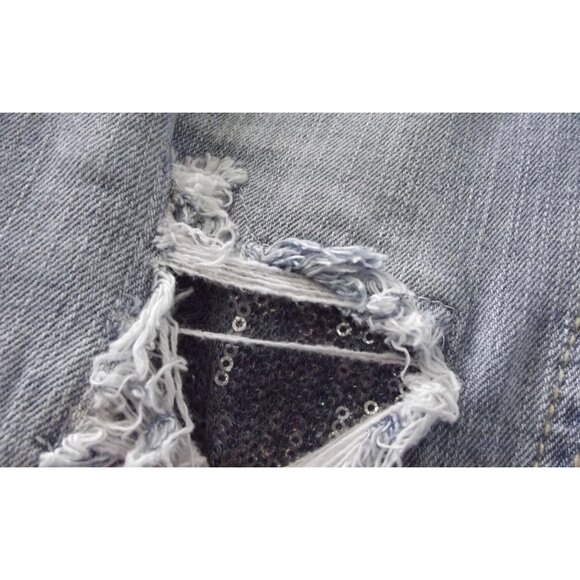 Wallflower Skinny Crop Jeans 9 Mid Rise Skinny Light Blue Embroidered Pockets - Picture 4 of 11